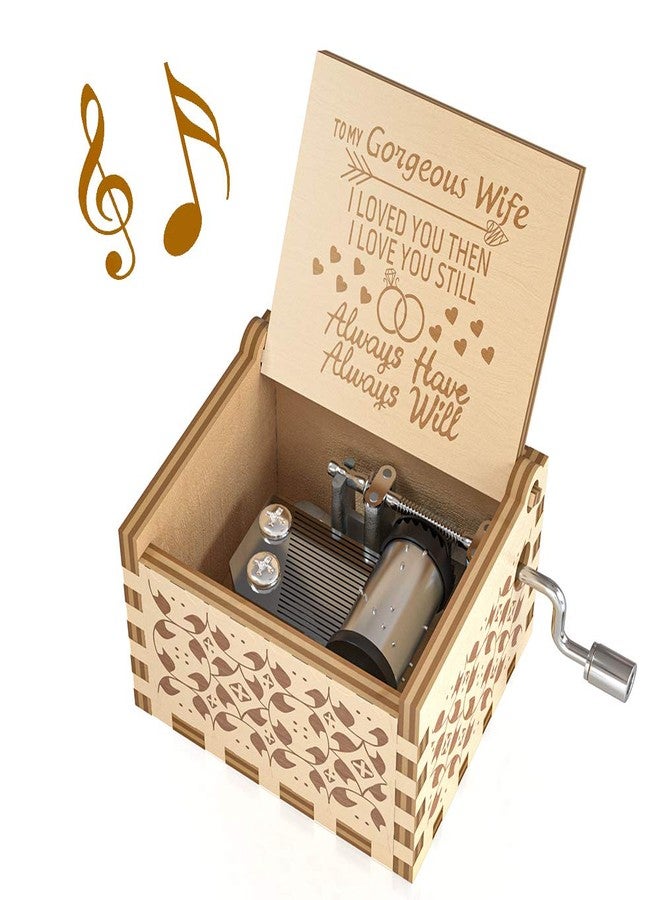 Ucuber You are My Sunshine Music Box, Gifts for Wife from Husband, Wood Laser Engraved Vintage Hand Cranked Cute Boxes, Best Gift for Birthday/Valentine's Day (Husband to Wife) - Image 1